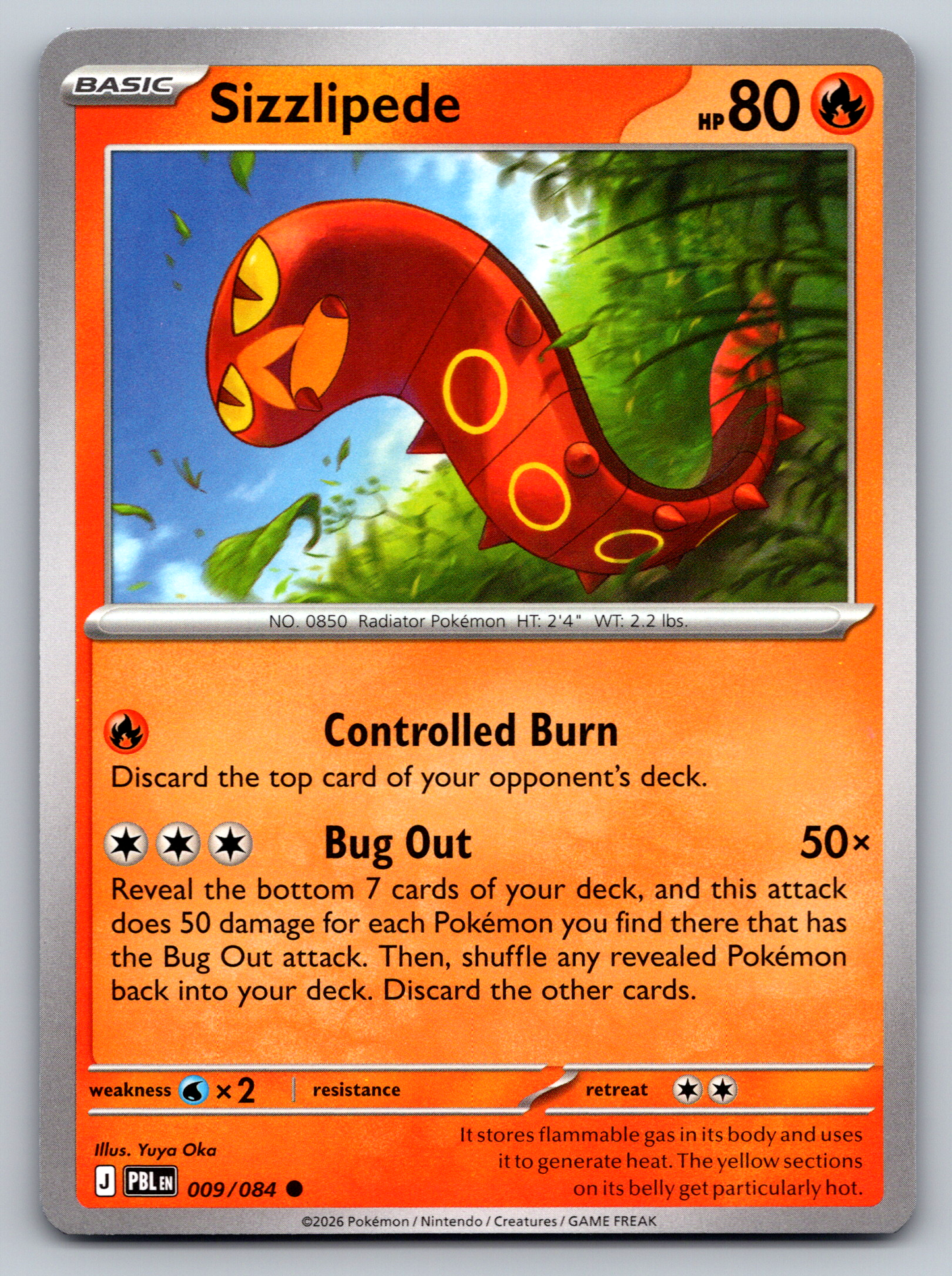 Pokémon Trading Card Game Mega Evolution Pitch Black PBL 009/084 Sizzlipede Card