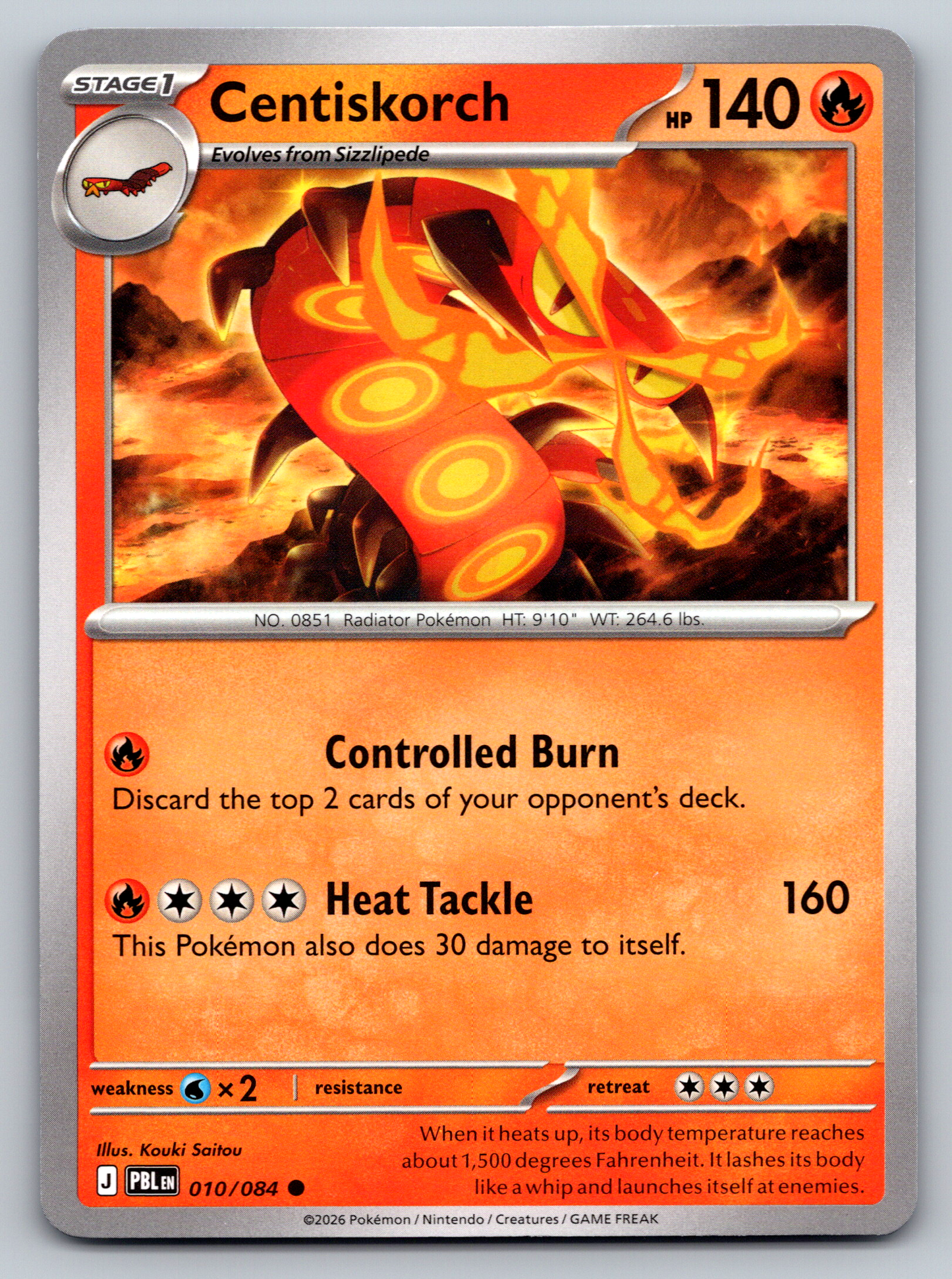 Pokémon Trading Card Game Mega Evolution Pitch Black PBL 010/084 Centiskorch Card