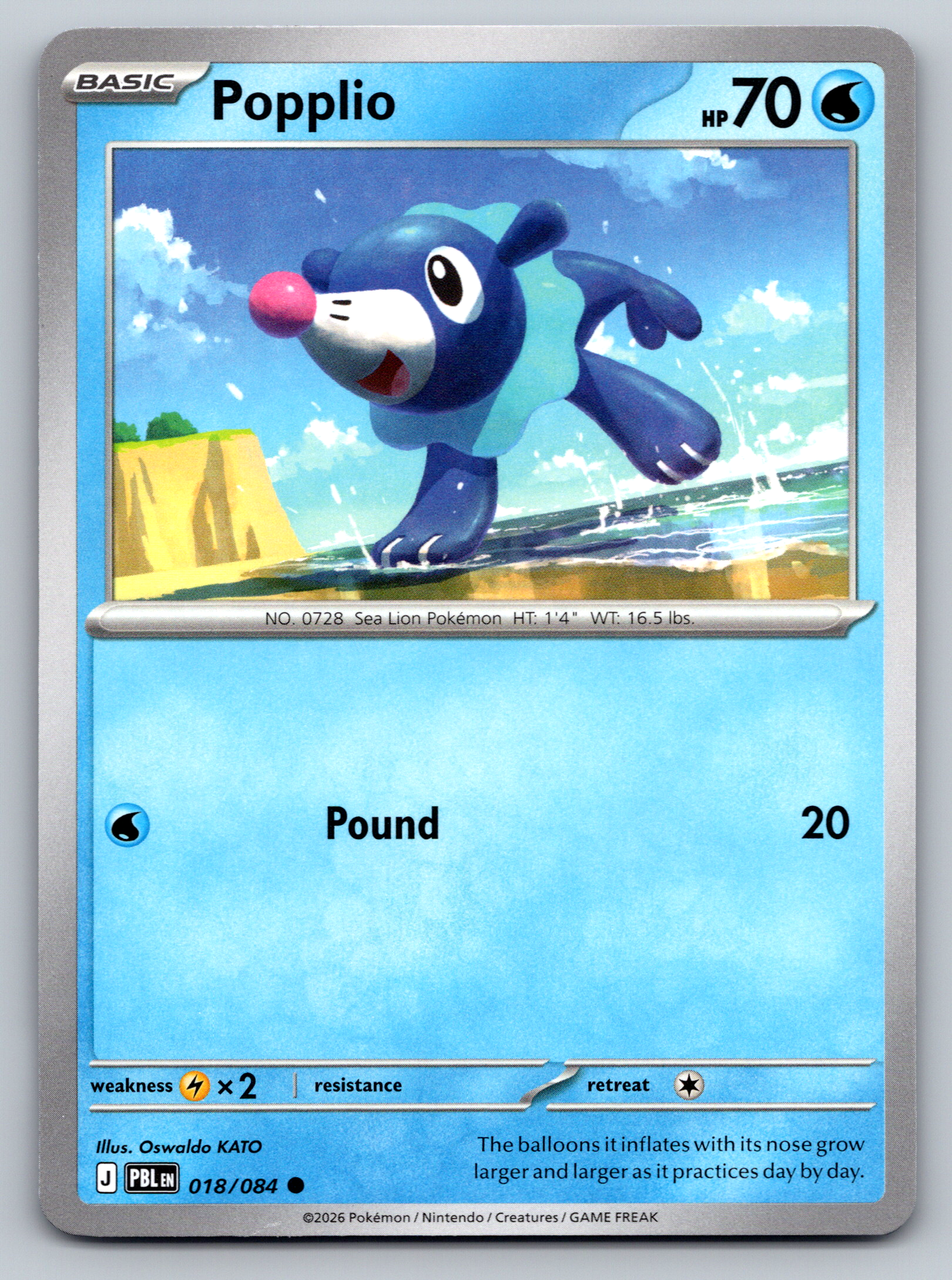 Pokémon Trading Card Game Mega Evolution Pitch Black PBL 018/084 Popplio Card