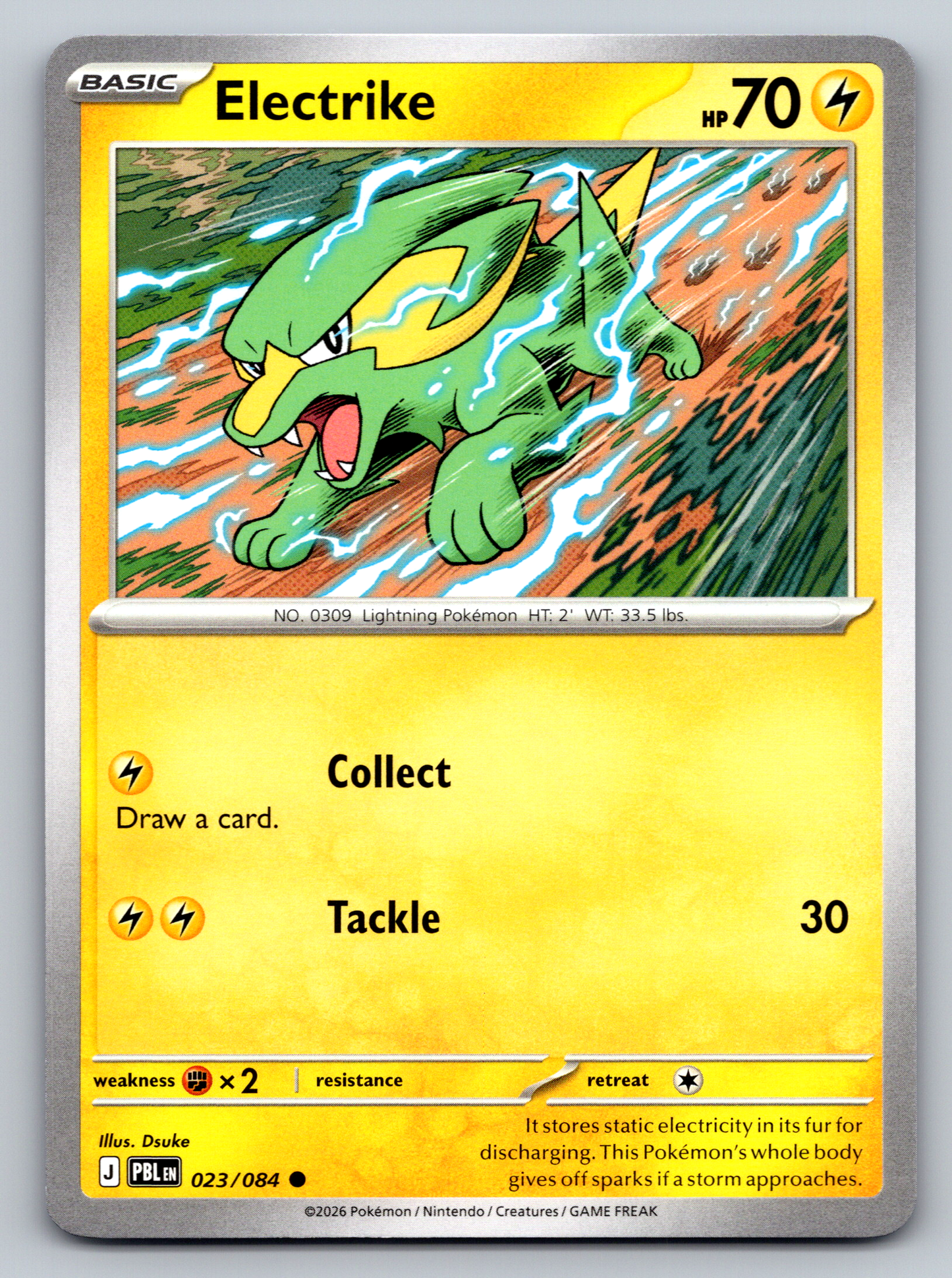 Pokémon Trading Card Game Mega Evolution Pitch Black PBL 023/084 Electrike Card