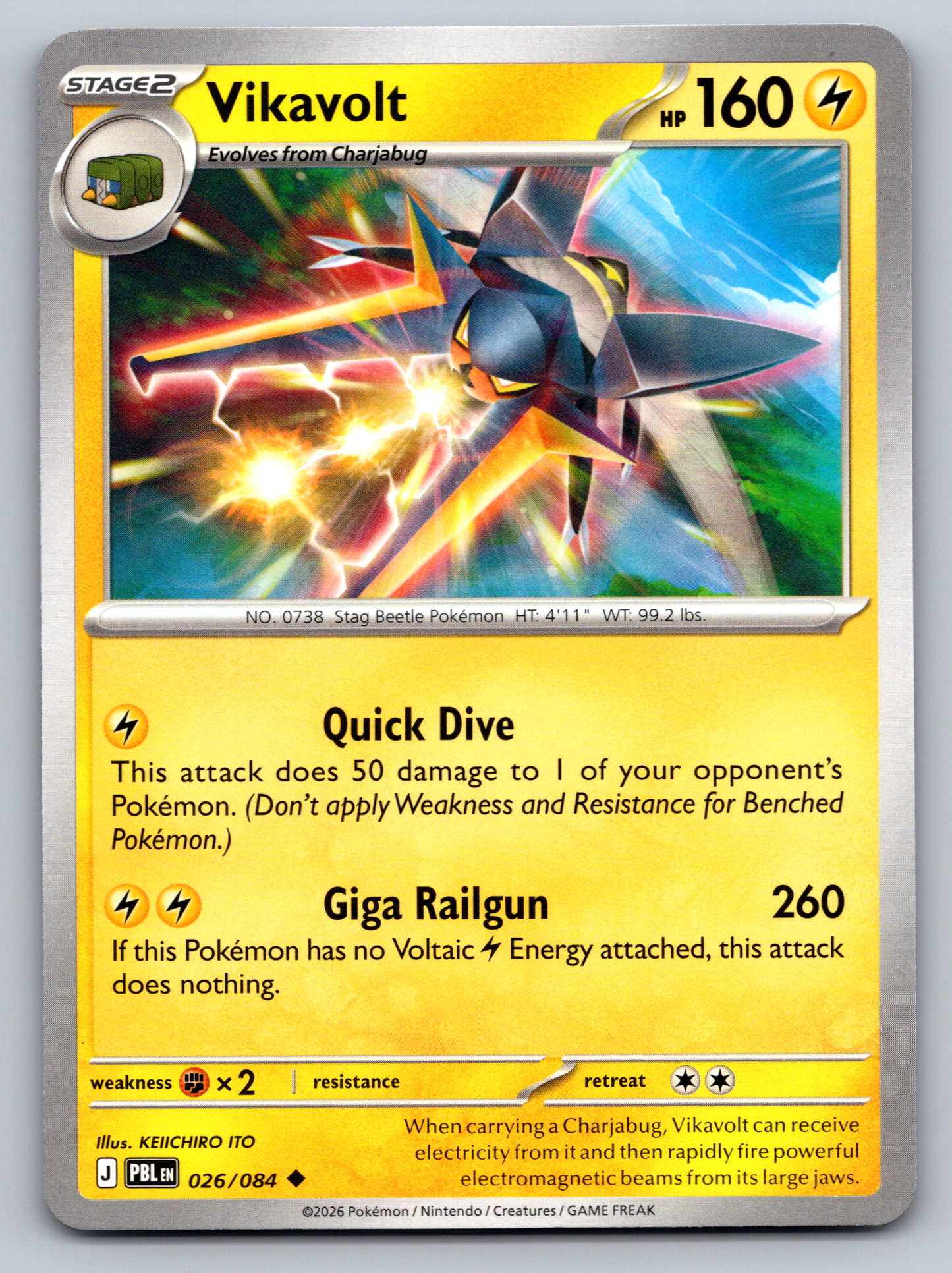 Pokémon Trading Card Game Mega Evolution Pitch Black PBL 026/084 Vikavolt Card