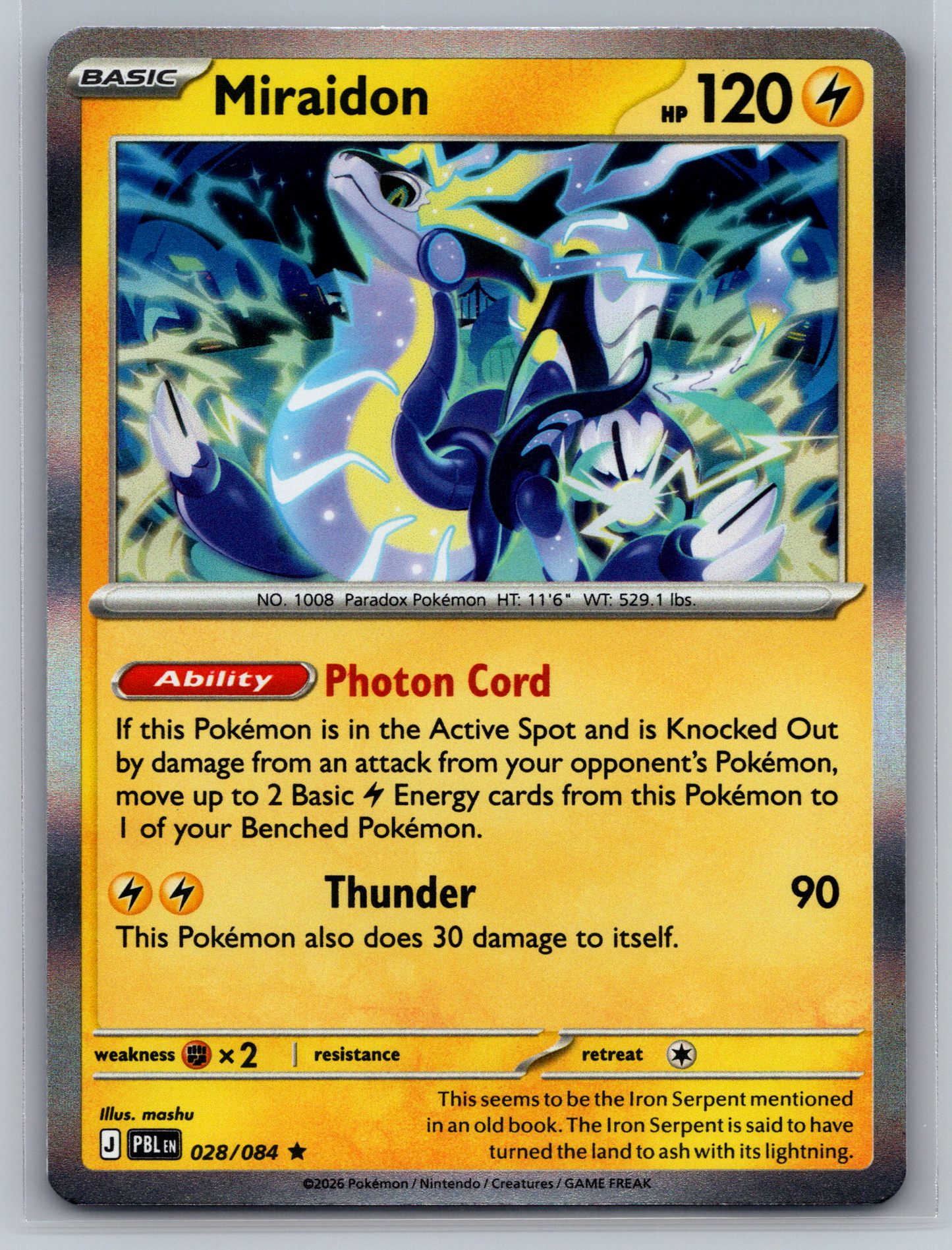 Pokémon Trading Card Game Mega Evolution Pitch Black PBL 028/084 Miraidon Card
