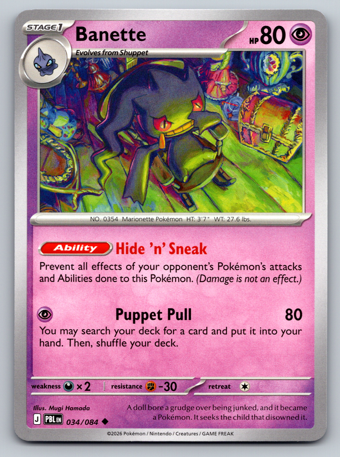 Pokémon Trading Card Game Mega Evolution Pitch Black PBL 034/084 Banette Card