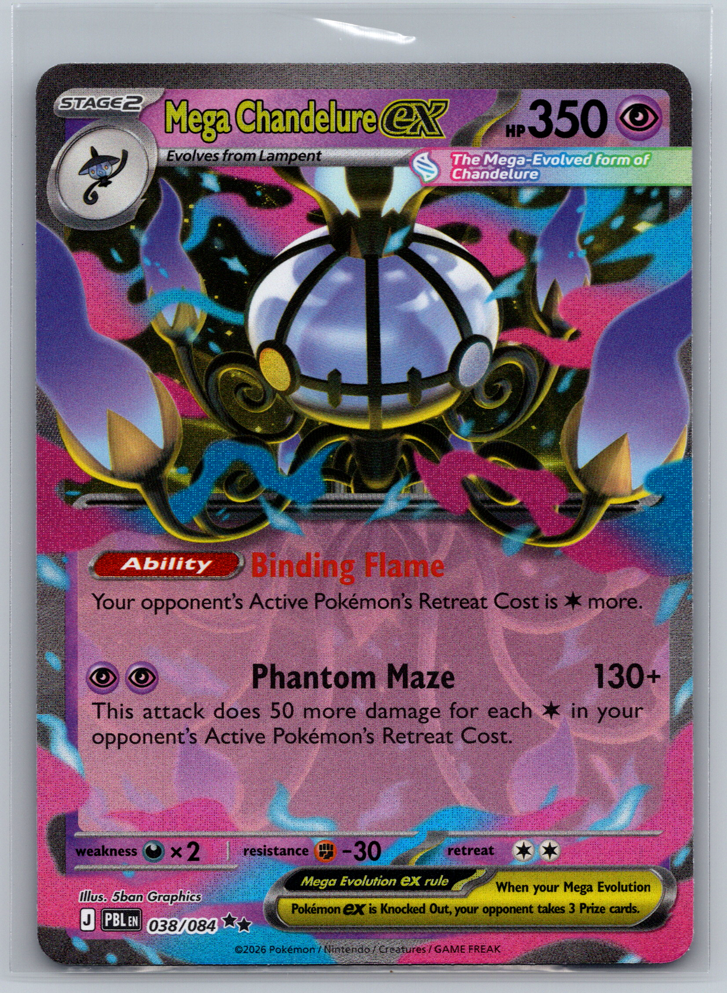 Pokémon Trading Card Game Mega Evolution Pitch Black PBL 038/084 Mega Chandelure ex Card