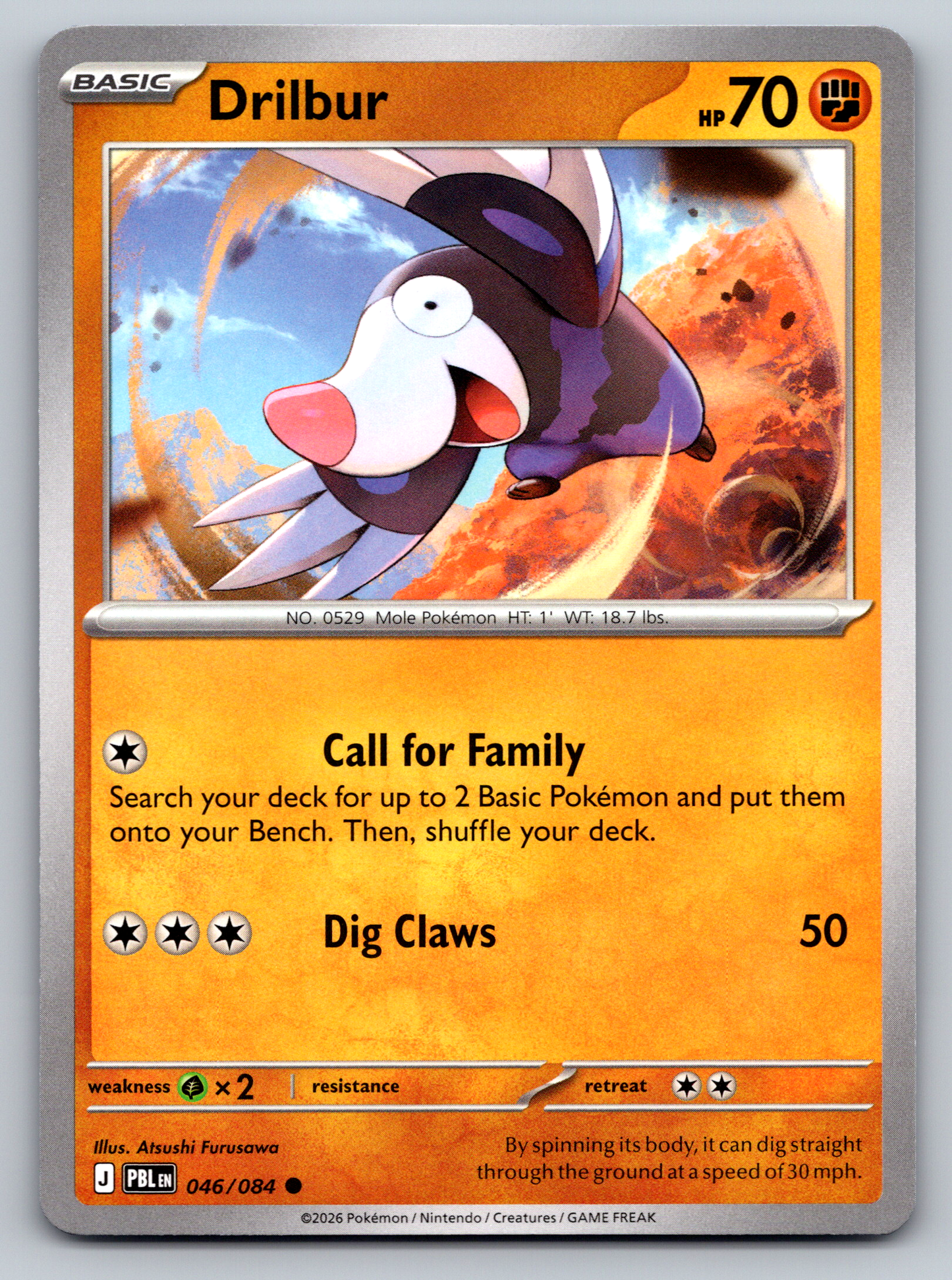 Pokémon Trading Card Game Mega Evolution Pitch Black PBL 046/084 Drilbur Card