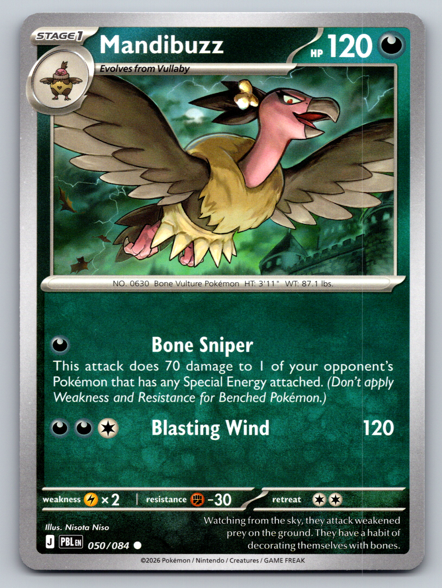 Pokémon Trading Card Game Mega Evolution Pitch Black PBL 050/084 Mandibuzz Card