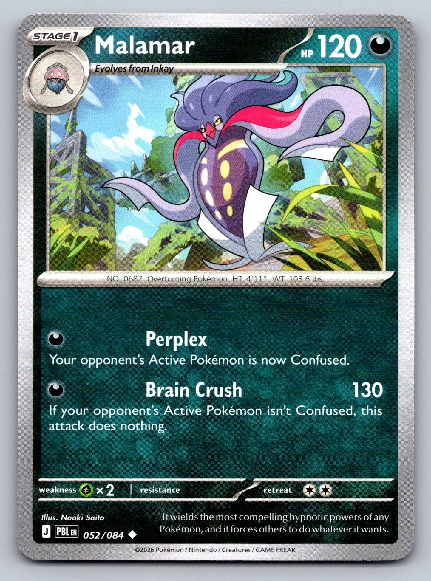 Pokémon Trading Card Game Mega Evolution Pitch Black PBL 052/084 Malamar Card