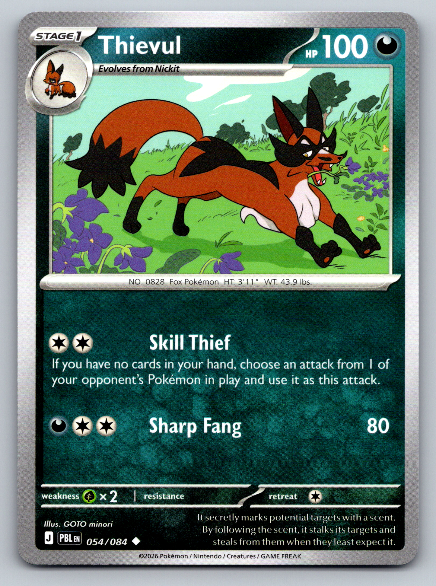 Pokémon Trading Card Game Mega Evolution Pitch Black PBL 054/084 Thievul Card