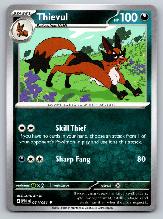 Pokémon Trading Card Game Mega Evolution Pitch Black PBL 054/084 Thievul Card