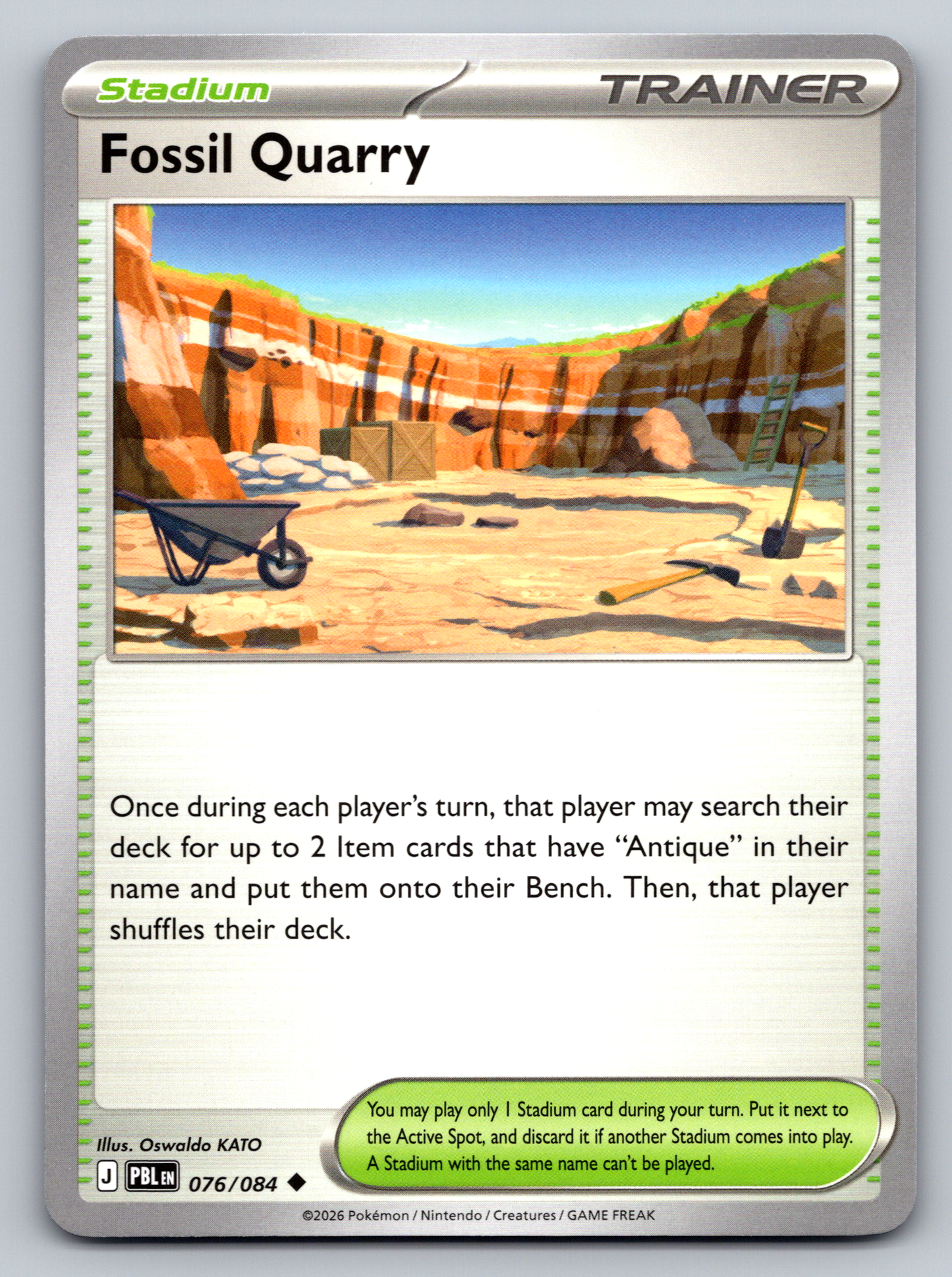Pokémon Trading Card Game Mega Evolution Pitch Black PBL 076/084 Fossil Quarry Card