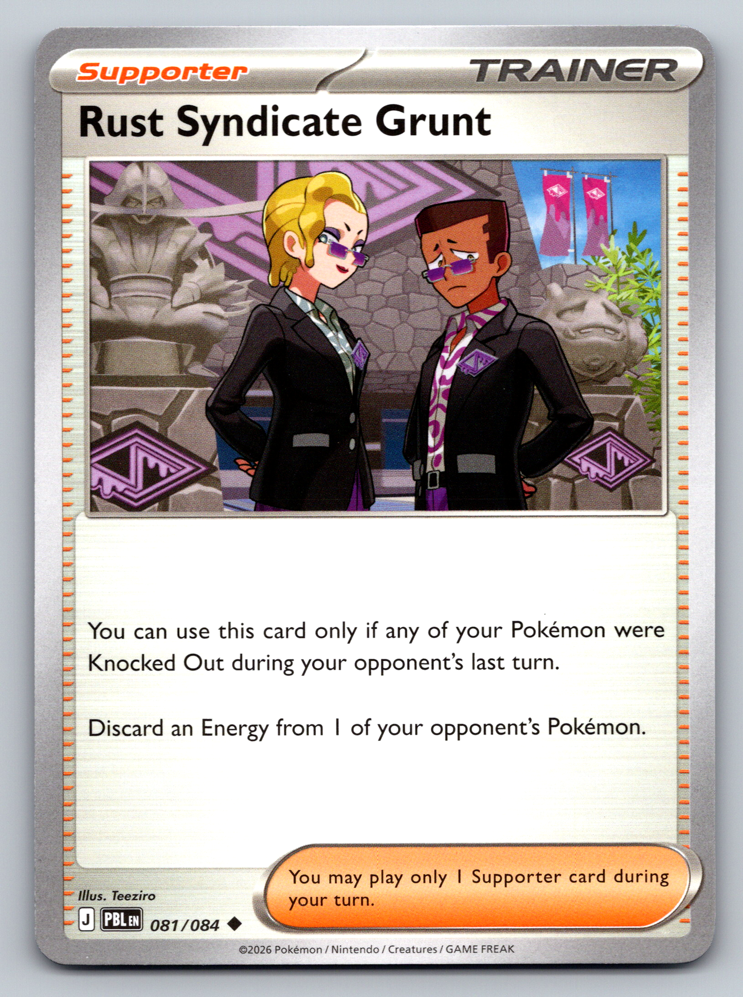 Pokémon Trading Card Game Mega Evolution Pitch Black PBL 081/084 Rust Syndicate Grunt Card