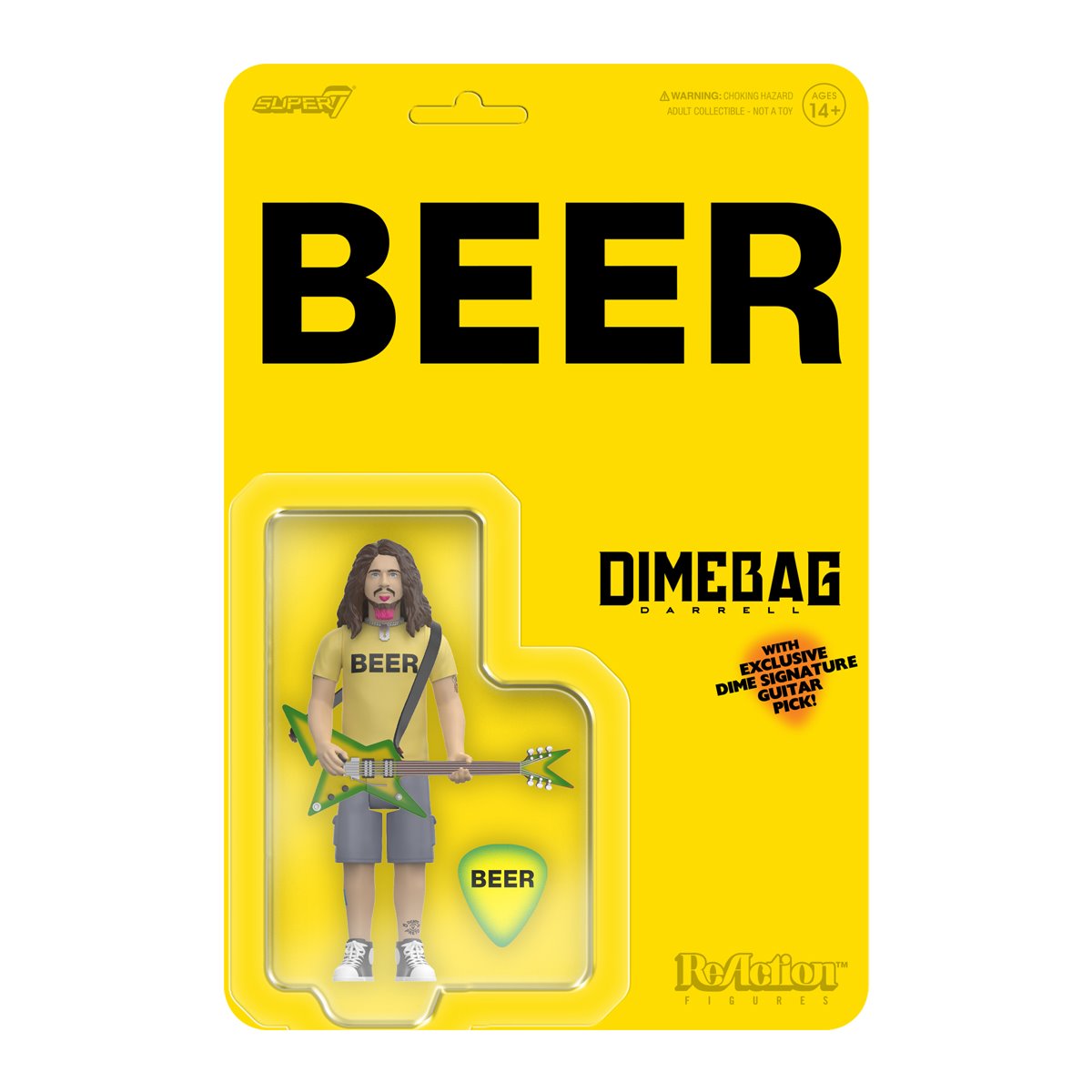 Pantera Dimebag Darrell BEER Shirt ReAction 3.75-Inch Action Figure by Super7