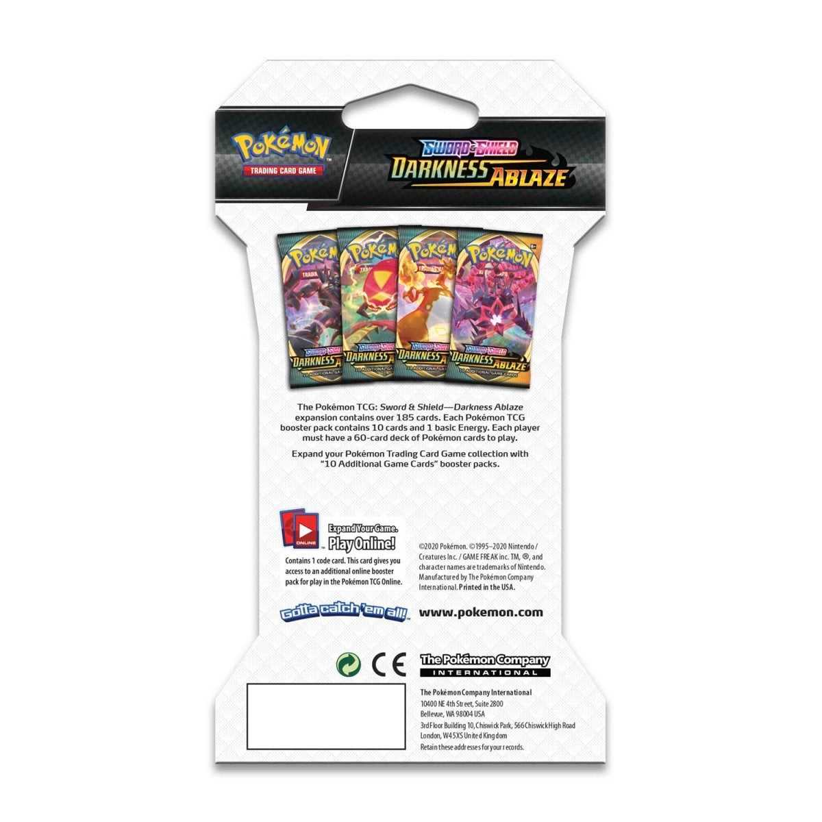Pokémon Trading Card Game Sword & Shield Darkness Ablaze Sleeved Booster Pack