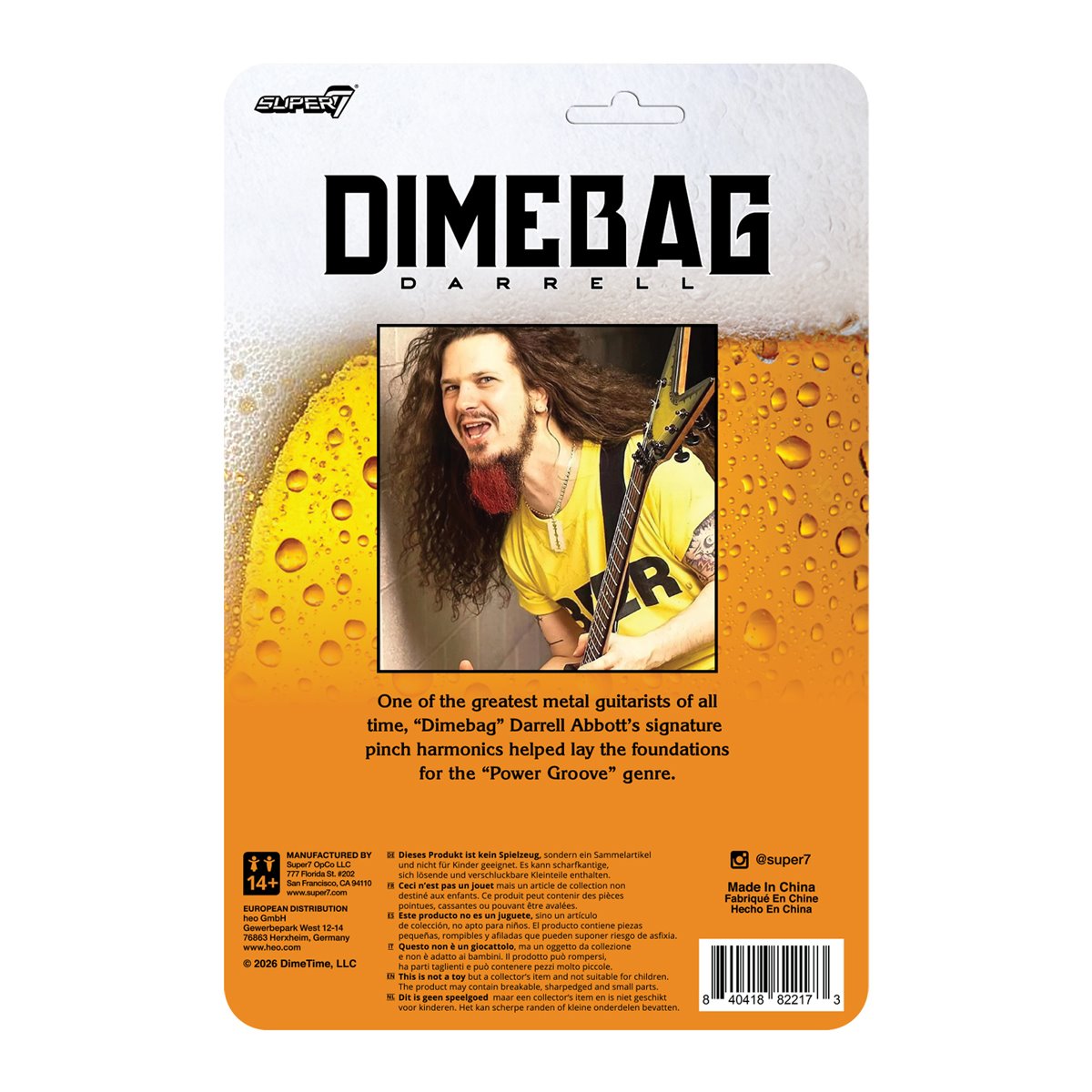 Pantera Dimebag Darrell BEER Shirt ReAction 3.75-Inch Action Figure by Super7