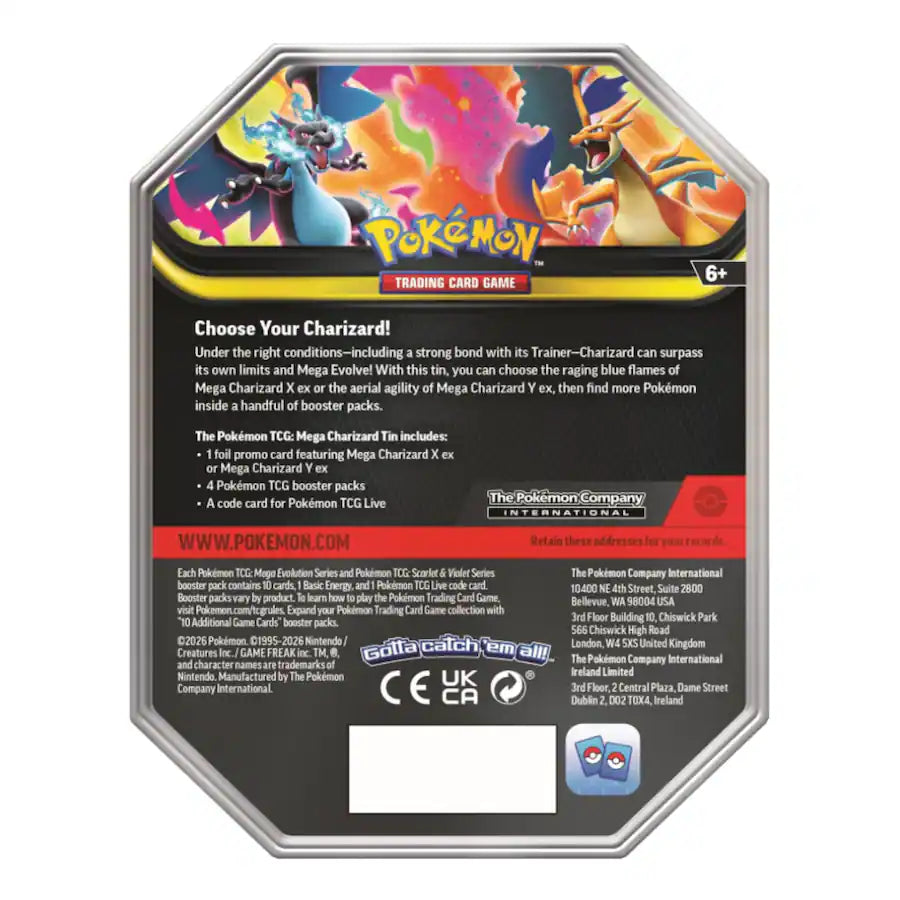 Pokémon Trading Card Game Mega Charizard Tin (Mega Charizard X)